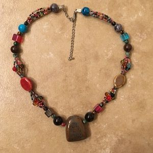 Bead and stone necklace